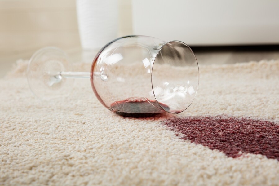 Carpet with coffee stain.